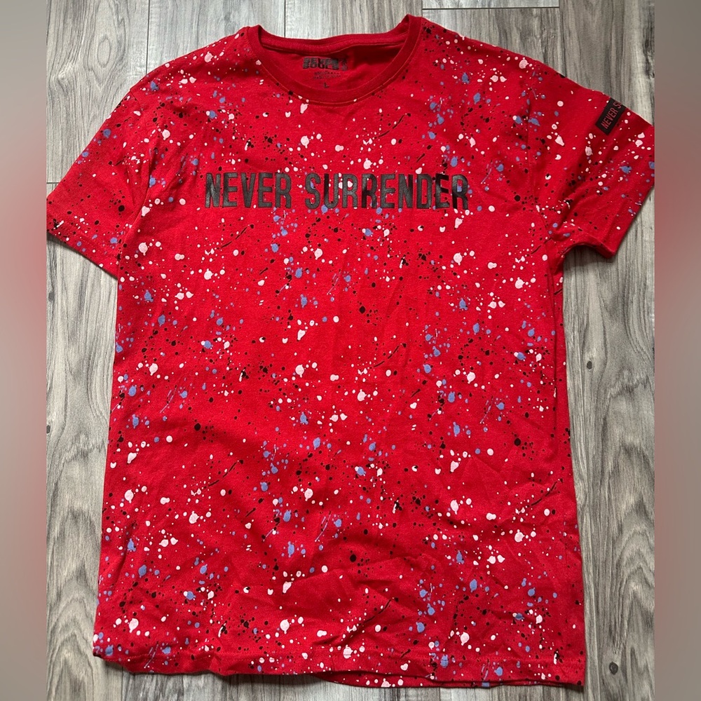 Seven Souls Splattered Tshirt Never Surrender Streetwear In Red Size L